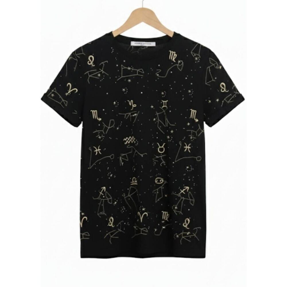 Charlie luciano womens small galactic milkyway tshirt gold black space universe